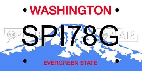 SPI78G Washington License Plate