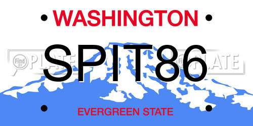 SPIT86 Washington License Plate