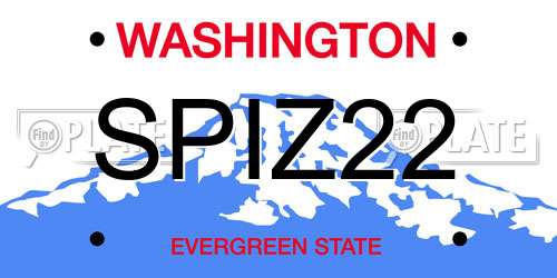 SPIZ22 Washington License Plate