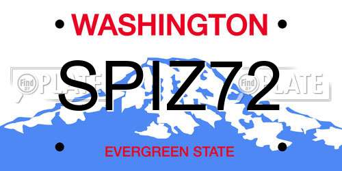 SPIZ72 Washington License Plate