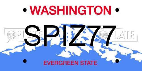 SPIZ77 Washington License Plate