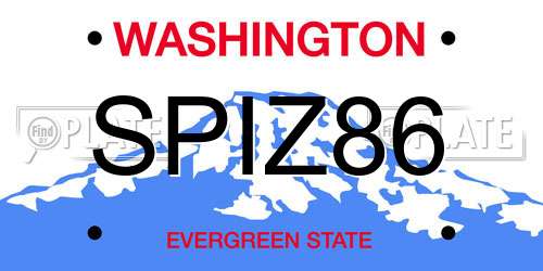 SPIZ86 Washington License Plate