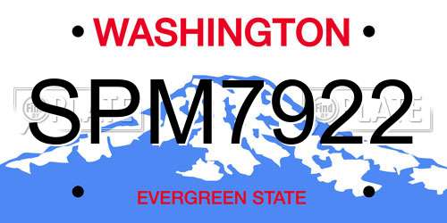 SPM7922 Washington License Plate