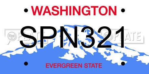 SPN321 Washington License Plate