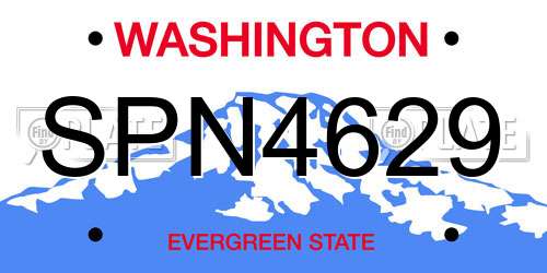 SPN4629 Washington License Plate