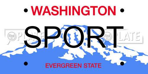 SPORT Washington License Plate