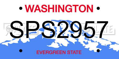 SPS2957 Washington License Plate