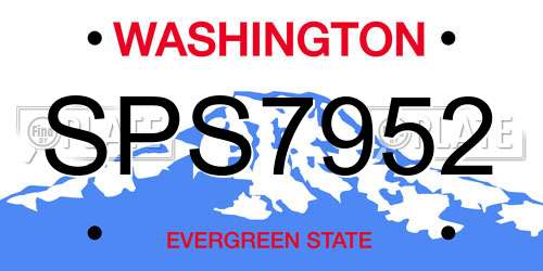 SPS7952 Washington License Plate