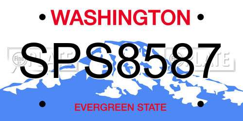 SPS8587 Washington License Plate