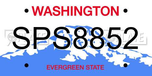 SPS8852 Washington License Plate