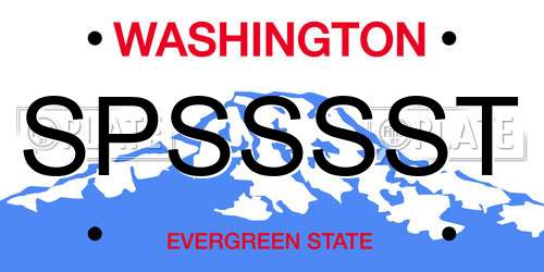 SPSSSST Washington License Plate