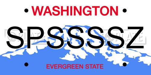 SPSSSSZ Washington License Plate