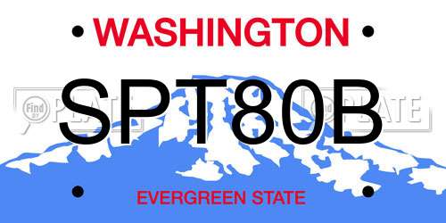 SPT80B Washington License Plate