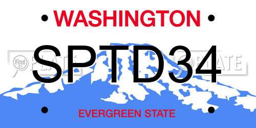 SPTD34 Washington License Plate