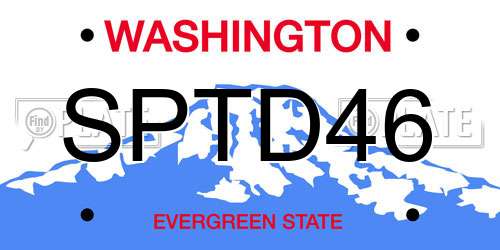 SPTD46 Washington License Plate