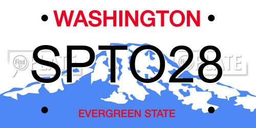 SPTO28 Washington License Plate
