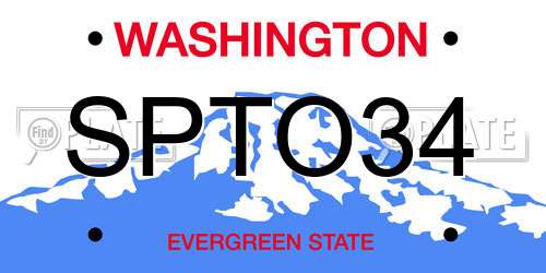 SPTO34 Washington License Plate