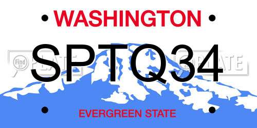 SPTQ34 Washington License Plate