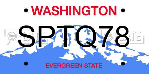 SPTQ78 Washington License Plate