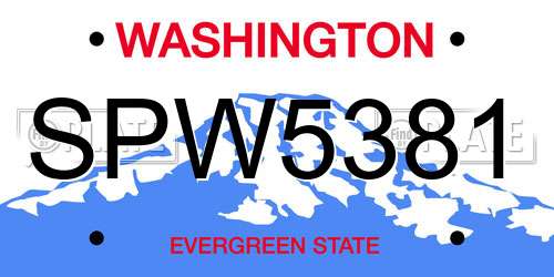 SPW5381 Washington License Plate