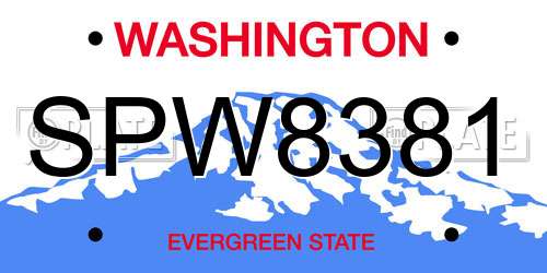 SPW8381 Washington License Plate