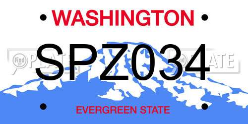 SPZ034 Washington License Plate