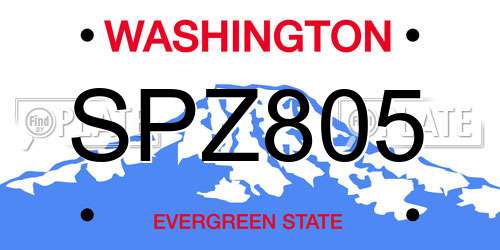 SPZ805 Washington License Plate