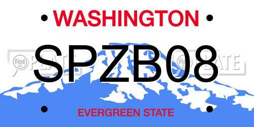 SPZB08 Washington License Plate