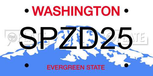 SPZD25 Washington License Plate