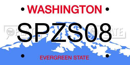 SPZS08 Washington License Plate