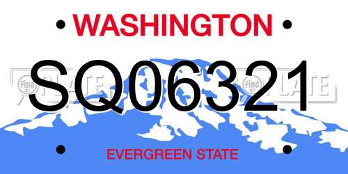 SQ06321 Washington License Plate