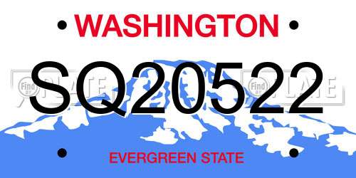SQ20522 Washington License Plate