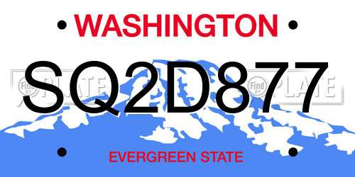 SQ2D877 Washington License Plate