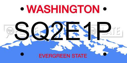 SQ2E1P Washington License Plate