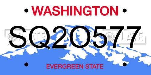SQ2O577 Washington License Plate