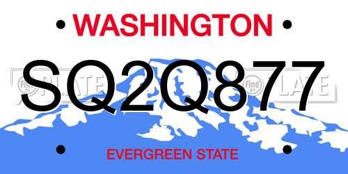 SQ2Q877 Washington License Plate