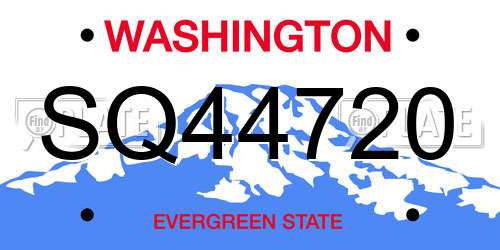 SQ44720 Washington License Plate