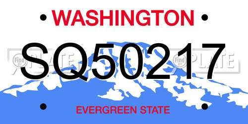 SQ50217 Washington License Plate