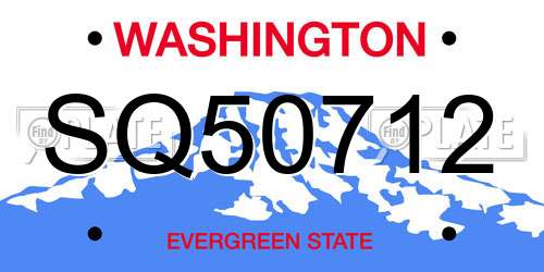 SQ50712 Washington License Plate