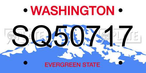 SQ50717 Washington License Plate