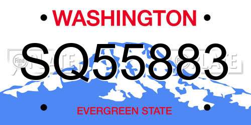 SQ55883 Washington License Plate