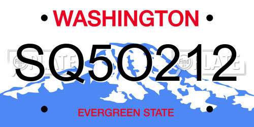 SQ5O212 Washington License Plate