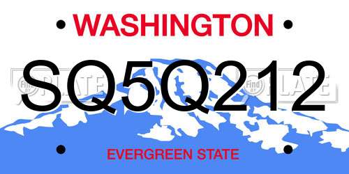 SQ5Q212 Washington License Plate