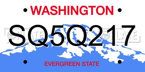 SQ5Q217 Washington License Plate