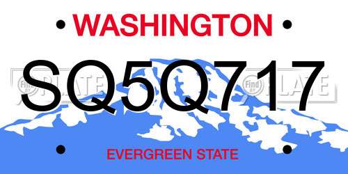 SQ5Q717 Washington License Plate