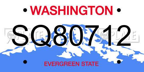 SQ80712 Washington License Plate