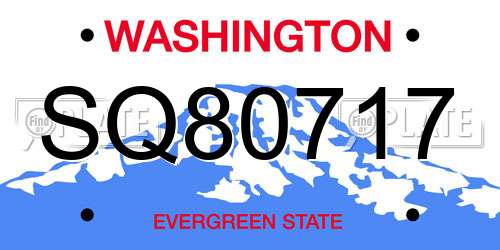 SQ80717 Washington License Plate