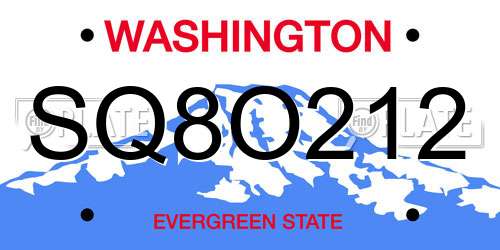 SQ8O212 Washington License Plate