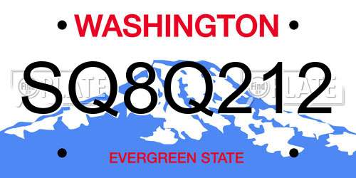 SQ8Q212 Washington License Plate