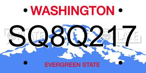 SQ8Q217 Washington License Plate